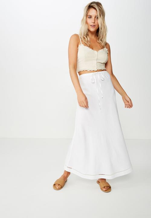 Cotton On - Woven lola bias midi skirt - white