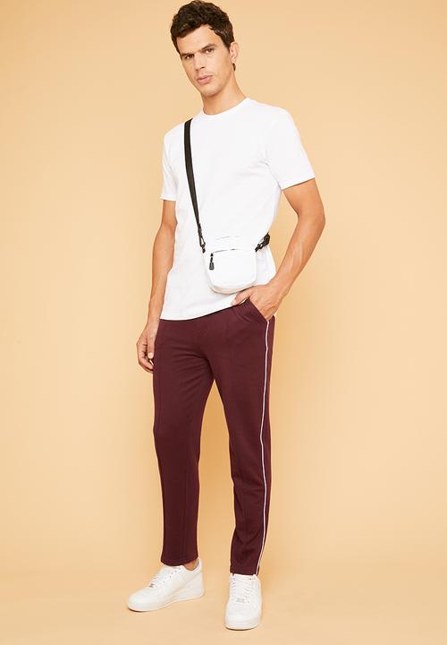 Superbalist - Tapered pintuck piping sweatpants - burgundy