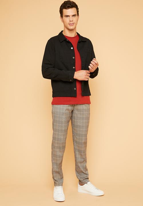 Superbalist - Elasticated waistband check chino - grey