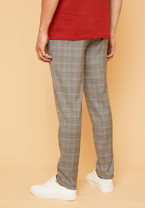 Superbalist - Elasticated waistband check chino - grey