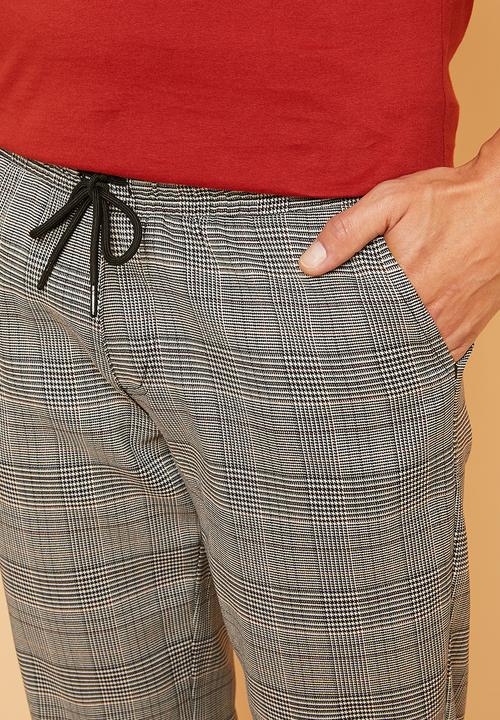Superbalist - Elasticated waistband check chino - grey