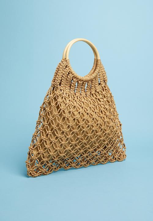 Superbalist - Wooden handle crochet bag - neutral