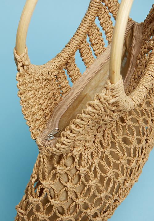 Superbalist - Wooden handle crochet bag - neutral