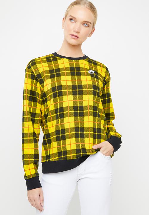 nike yellow check sweatshirt