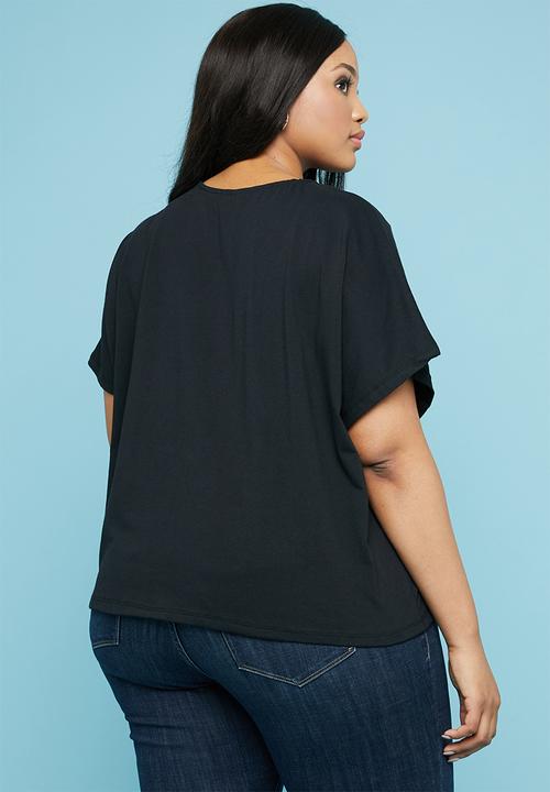 Superbalist - Crew neck front tie top - black