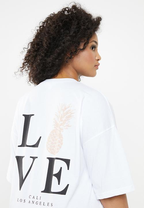 Missguided - Curve back print T-shirt dress - white