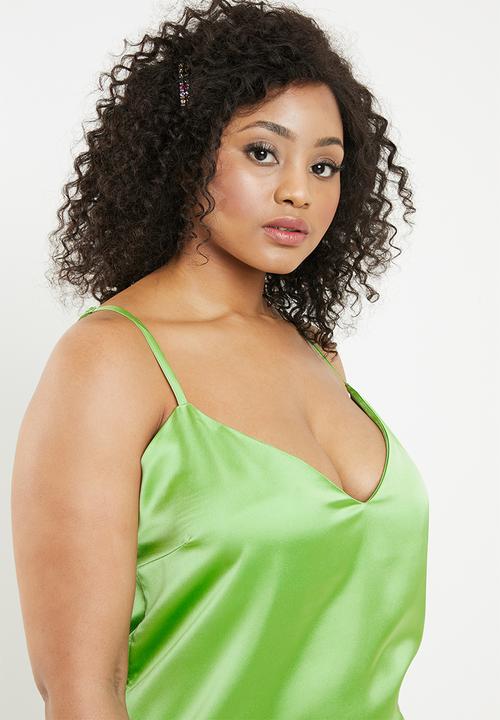 Missguided - Curve slip dress - green