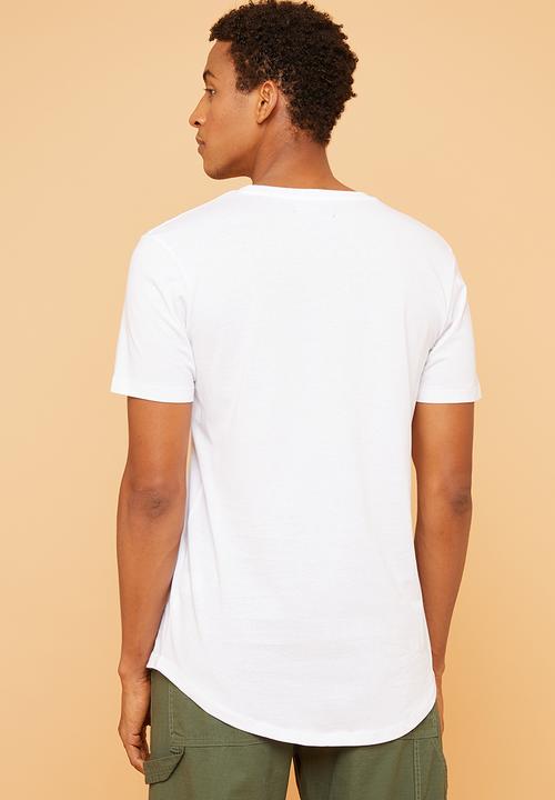 Superbalist - Longline curved hem short sleeve tee - white