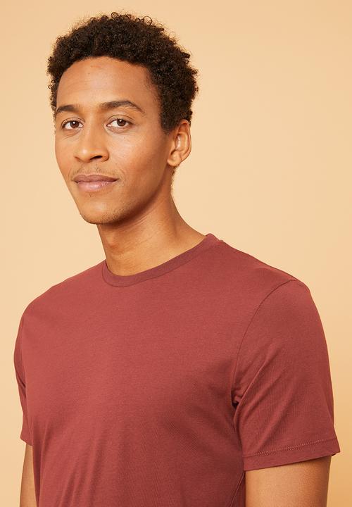Superbalist - Plain crew neck short sleeve tee - burgundy