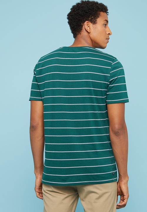Superbalist - Feeder stripe crew neck tee - green & white 