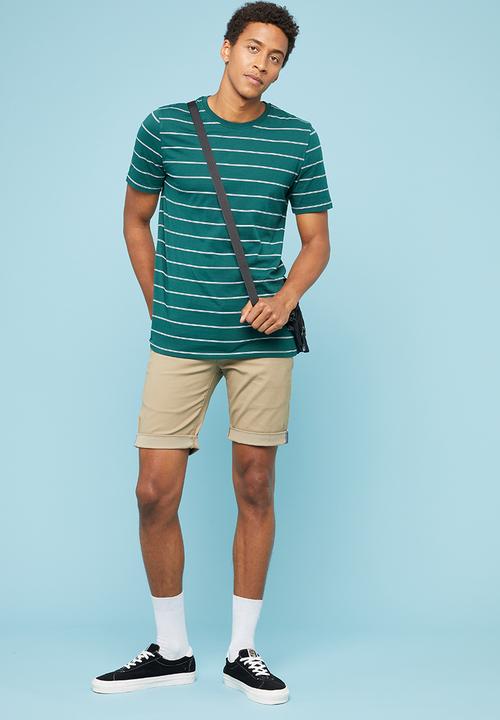 Superbalist - Feeder stripe crew neck tee - green & white 