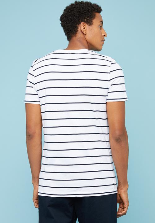Superbalist - Nautical stripe crew neck tee - white & navy 