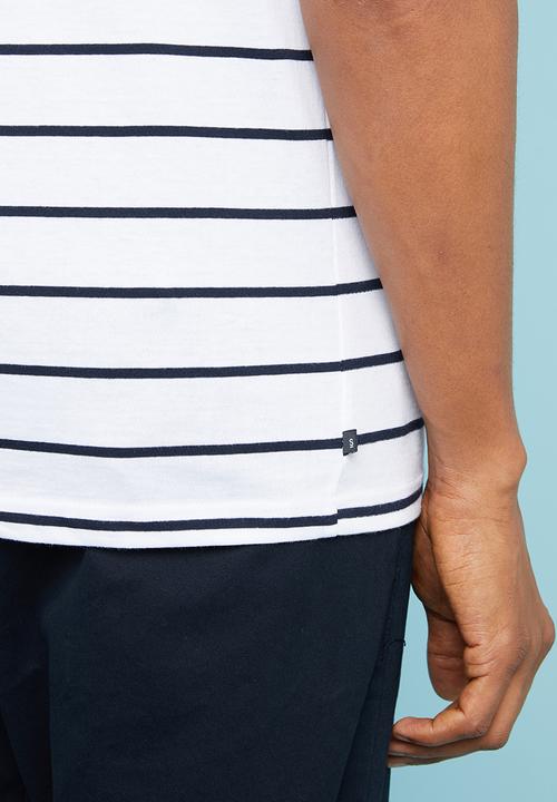 Superbalist - Nautical stripe crew neck tee - white & navy 
