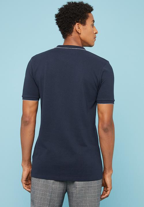 Superbalist - Pique fit tipped golfer - navy