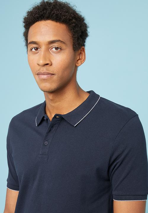 Superbalist - Pique fit tipped golfer - navy
