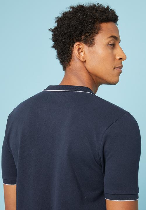 Superbalist - Pique fit tipped golfer - navy