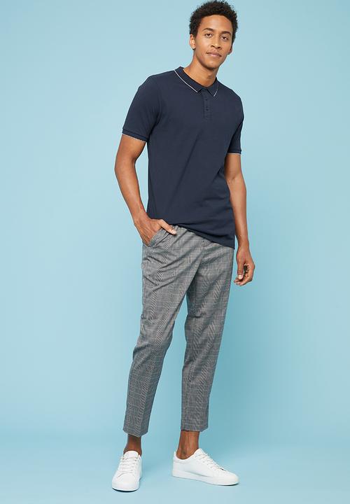 Superbalist - Pique fit tipped golfer - navy