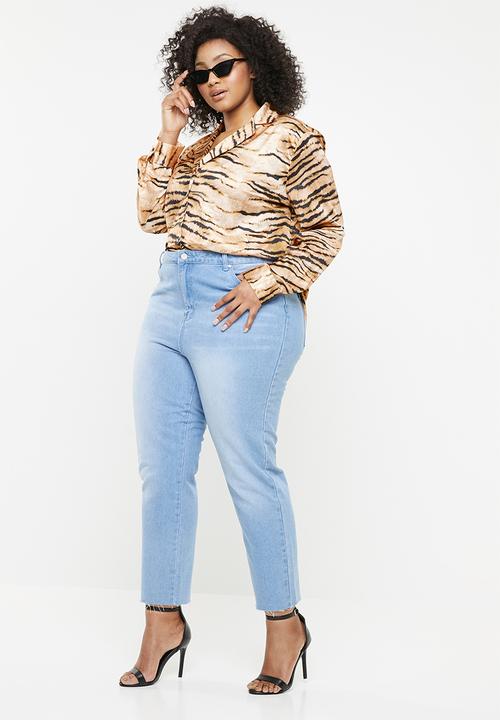 Missguided - Curve tiger print shirt - brown