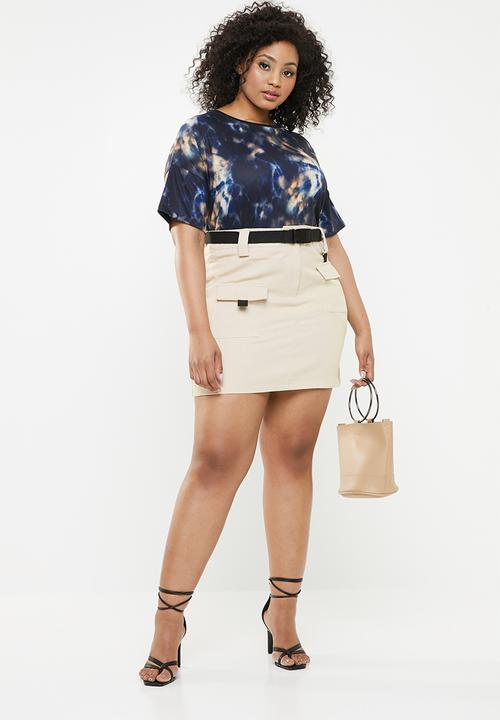 Missguided - Curve utility detail mini skirt - beige
