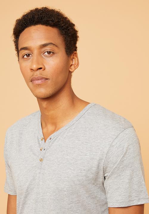 Superbalist - Plain short sleeve Henley tee - grey