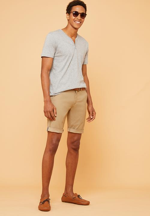 Superbalist - Plain short sleeve Henley tee - grey