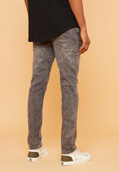 Superbalist - Slim fit abrasions jeans - grey