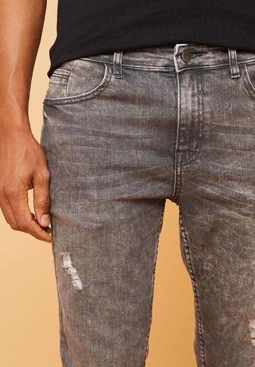Superbalist - Slim fit abrasions jeans - grey