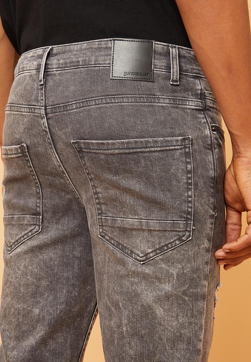 Superbalist - Slim fit abrasions jeans - grey