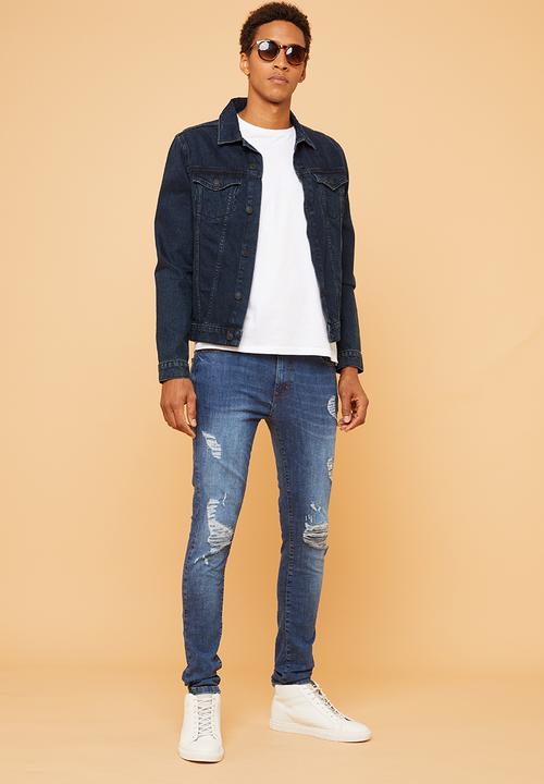 Superbalist - Skinny rip & repair jeans - blue