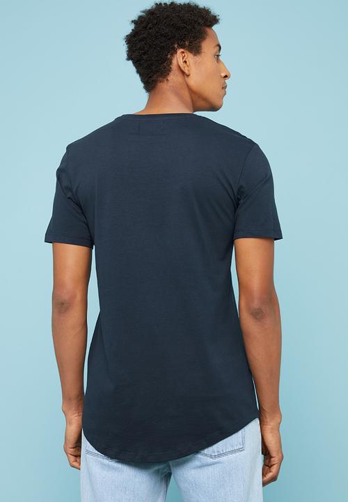 Superbalist - Longline curved hem short sleeve tee - navy