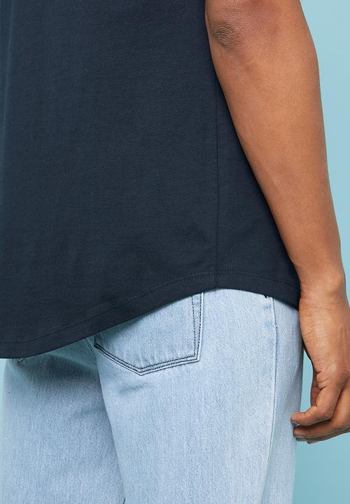 Superbalist - Longline curved hem short sleeve tee - navy
