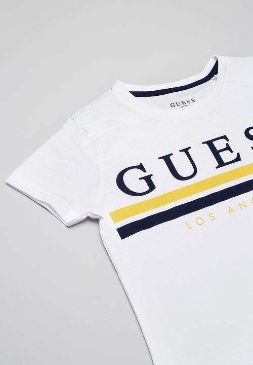 GUESS - Teens short sleeve guess la stripe tee - white