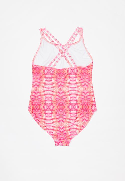 Rebel Republic - Printed full piece swimsuit - pink & peach 