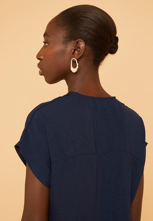 Superbalist - Grown on sleeve button thru blouse - navy