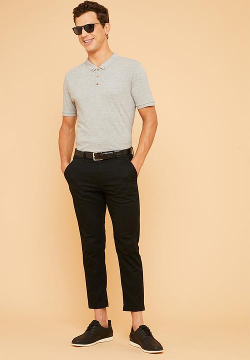 Superbalist - Pique slim fit 2 pack golfers - black & grey