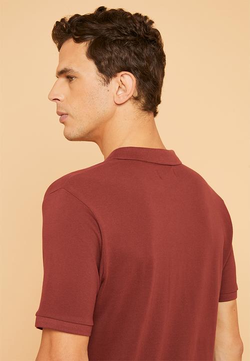 Superbalist - Pique slim fit 2 pack golfers - navy & burgundy