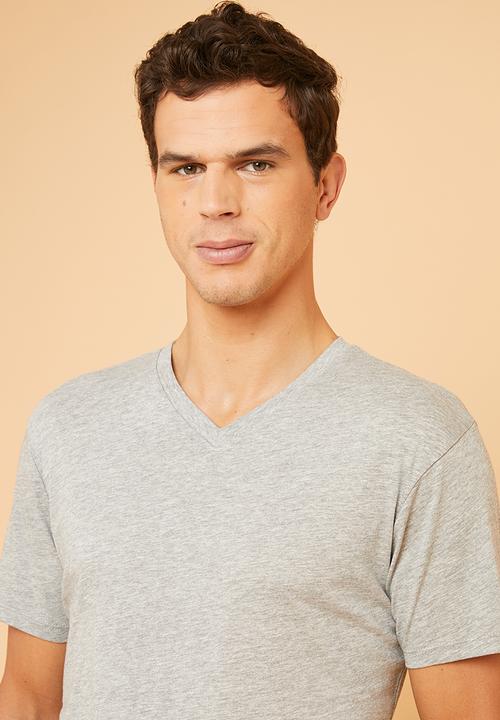 Superbalist - Plain V-neck short sleeve tee - grey