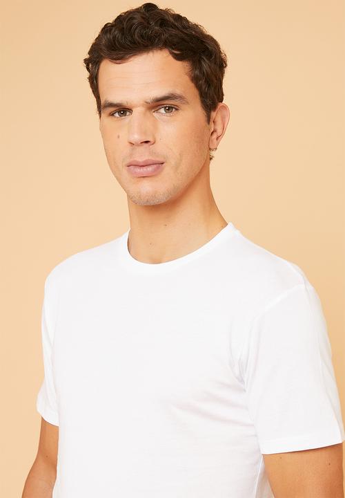 Superbalist - Plain crew neck short sleeve 2 pack tees - white & rust 