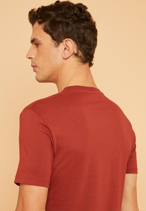 Superbalist - Plain crew neck short sleeve 2 pack tees - white & rust 
