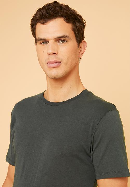 Superbalist - Plain crew neck short sleeve 2 pack tees - charcoal & khaki 
