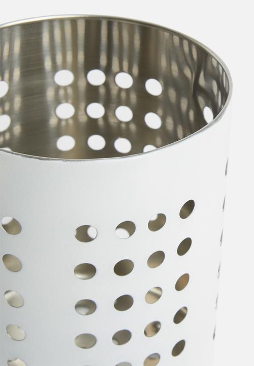 Excellent Houseware - Stainless steel cutlery basket - white