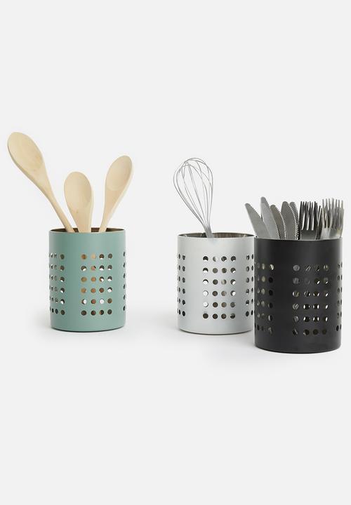 Excellent Houseware - Stainless steel cutlery basket - white