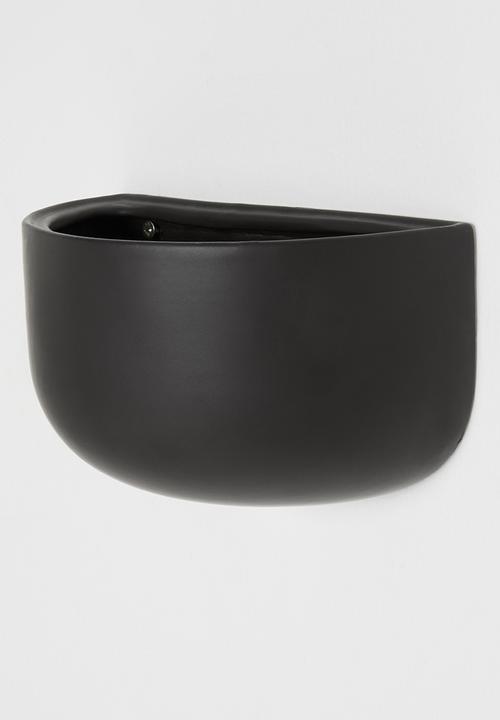 Present Time - Oval wall planter wide - black