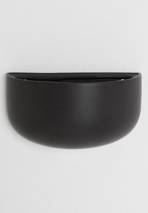 Present Time - Oval wall planter wide - black