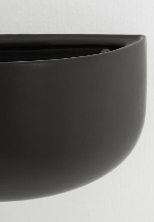 Present Time - Oval wall planter wide - black
