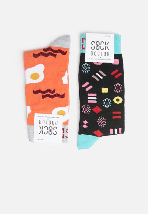 Sock Doctor - 2 pack all sort and bacon sock - multi