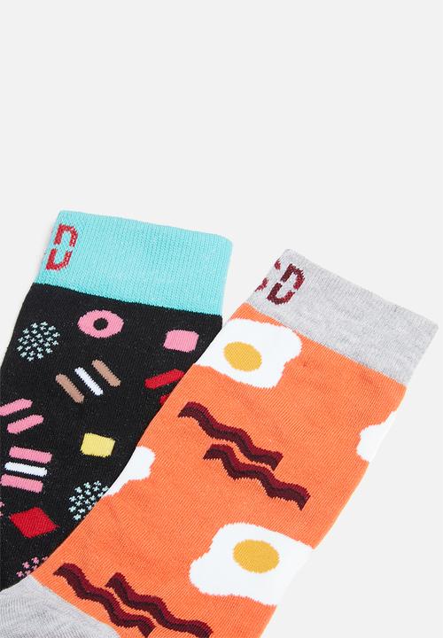 Sock Doctor - 2 pack all sort and bacon sock - multi