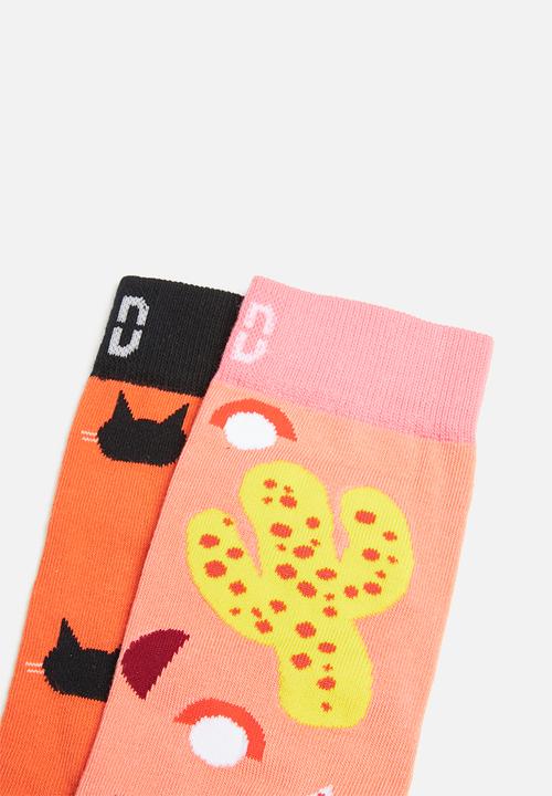 Sock Doctor - 2 Pack cactus and bat socks  - multi