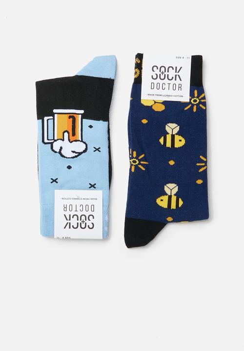 Sock Doctor - 2 Pack beer and sparkles sock - multi