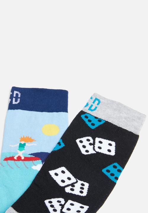 Sock Doctor - 2 Pack dice and ocean socks  - multi